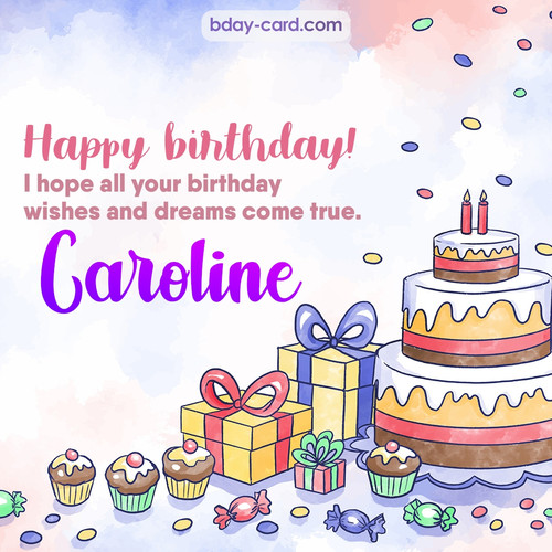 Greeting photos for Caroline with cake