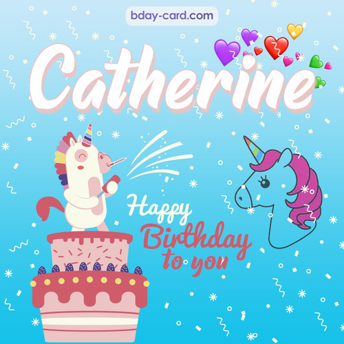 Happy Birthday pics for Catherine with Unicorn