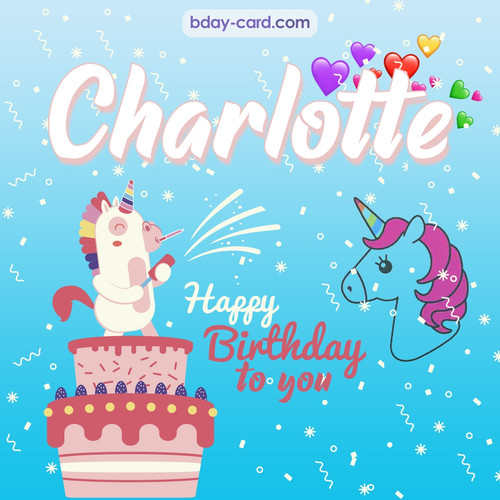 Happy Birthday pics for Charlotte with Unicorn