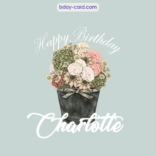 Birthday pics for Charlotte with Bucket of flowers