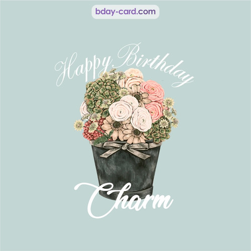 Birthday pics for Charm with Bucket of flowers