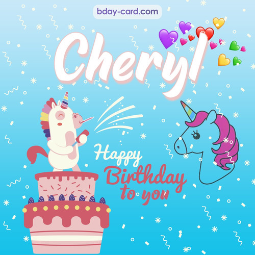 Happy Birthday pics for Cheryl with Unicorn