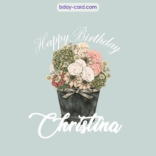 Birthday pics for Christina with Bucket of flowers