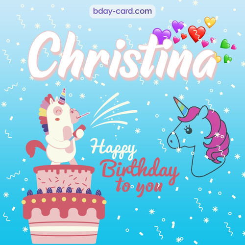 Happy Birthday pics for Christina with Unicorn