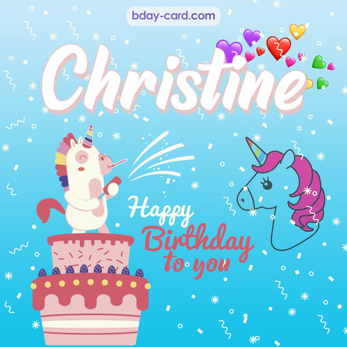 Happy Birthday pics for Christine with Unicorn