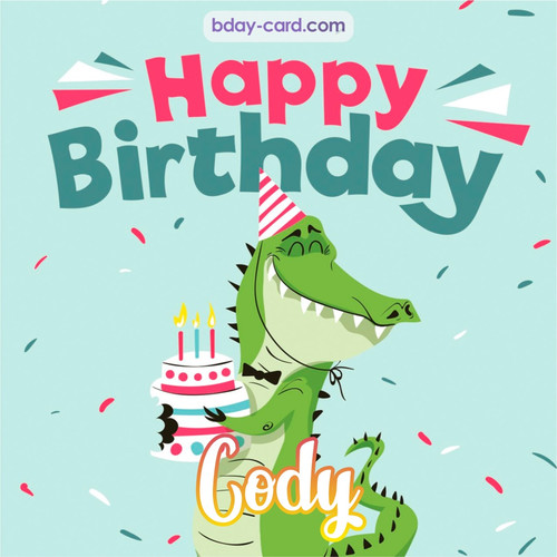 Happy Birthday images for Cody with crocodile