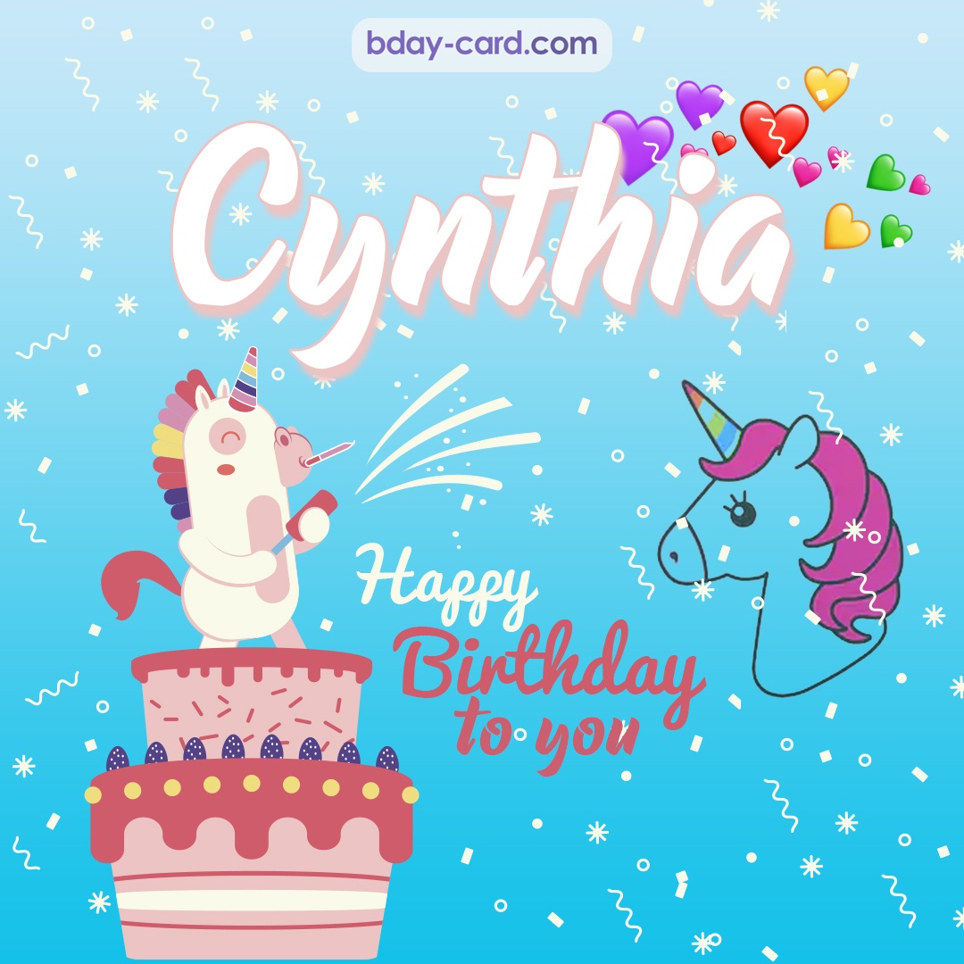 Happy Birthday pics for Cynthia with Unicorn