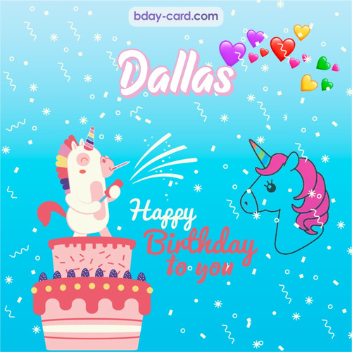 Happy Birthday pics for Dallas with Unicorn