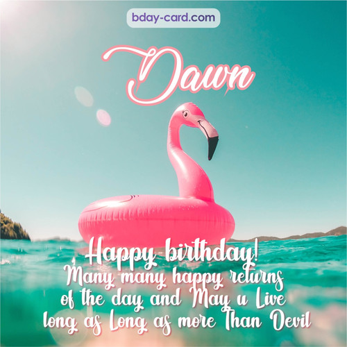 Happy Birthday pic for Dawn with flamingo