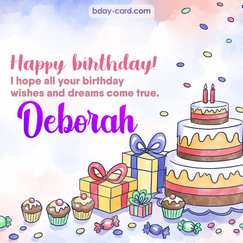 Greeting photos for Deborah with cake