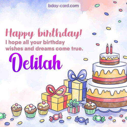 Greeting photos for Delilah with cake