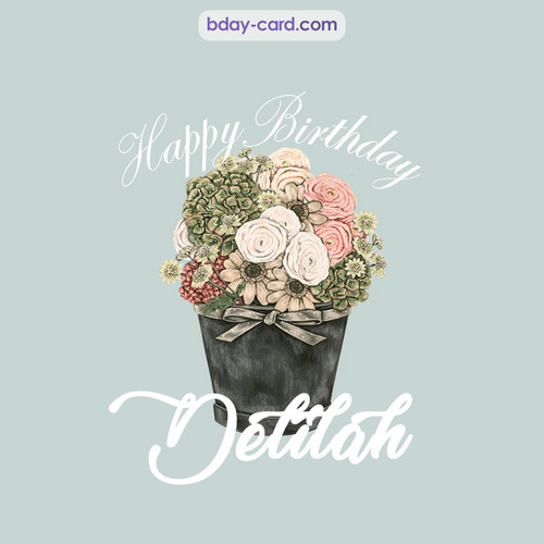 Birthday pics for Delilah with Bucket of flowers