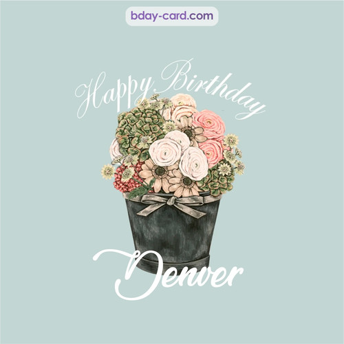 Birthday pics for Denver with Bucket of flowers