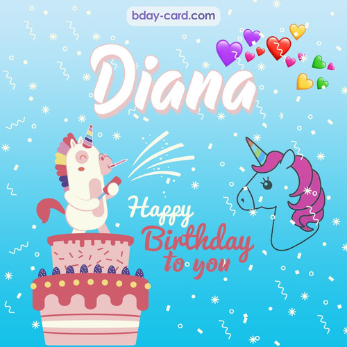 Happy Birthday pics for Diana with Unicorn