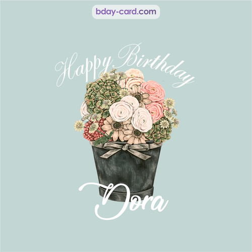 Birthday pics for Dora with Bucket of flowers