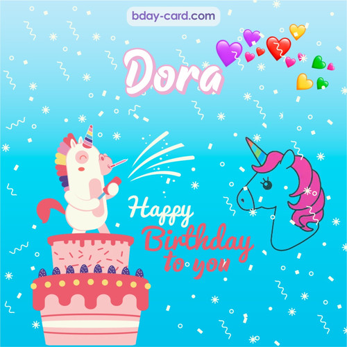 Happy Birthday pics for Dora with Unicorn