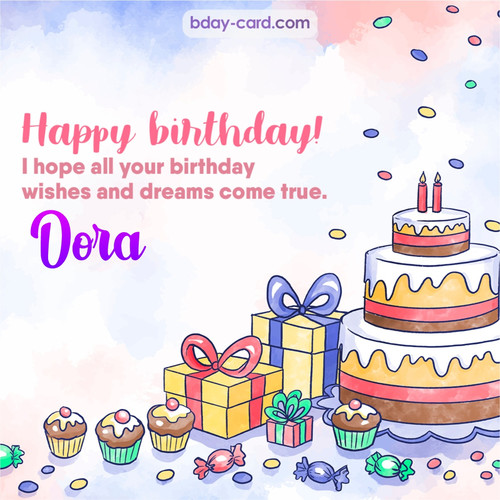 Greeting photos for Dora with cake