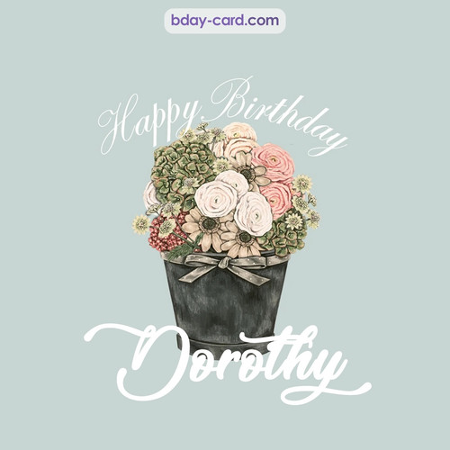 Birthday pics for Dorothy with Bucket of flowers