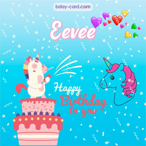 Happy Birthday pics for Eevee with Unicorn