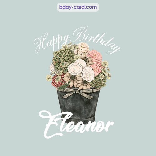 Birthday pics for Eleanor with Bucket of flowers