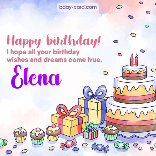 Greeting photos for Elena with cake
