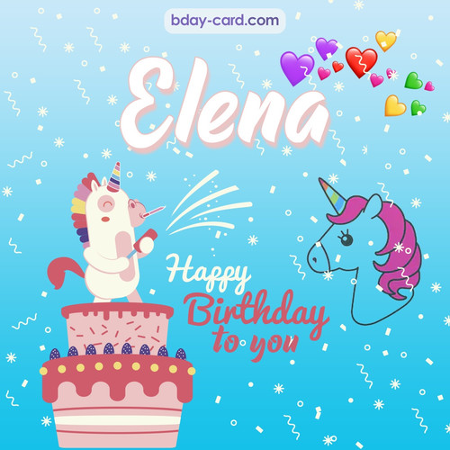 Happy Birthday pics for Elena with Unicorn