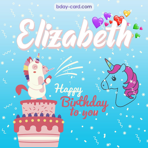 Happy Birthday pics for Elizabeth with Unicorn