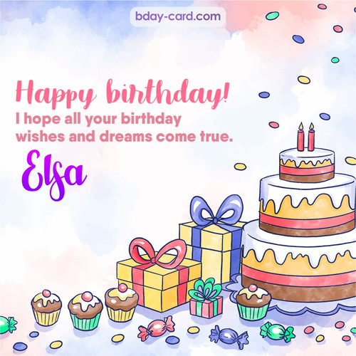 Greeting photos for Elsa with cake