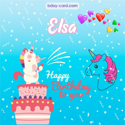 Happy Birthday pics for Elsa with Unicorn