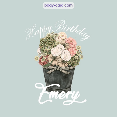 Birthday pics for Emery with Bucket of flowers
