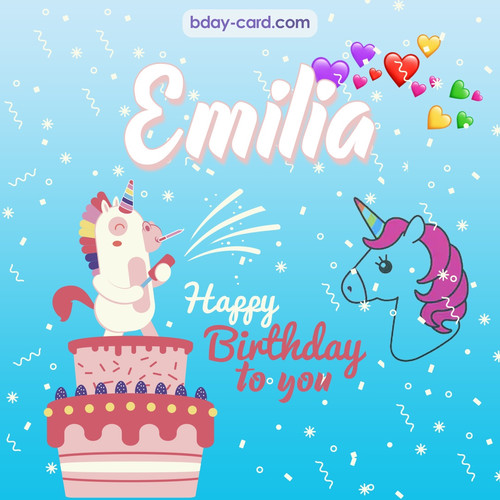 Happy Birthday pics for Emilia with Unicorn