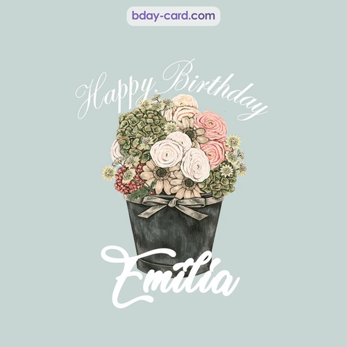 Birthday pics for Emilia with Bucket of flowers