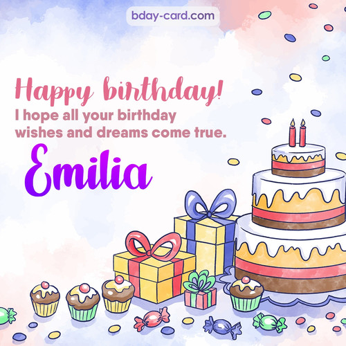 Greeting photos for Emilia with cake