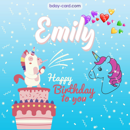 Happy Birthday pics for Emily with Unicorn