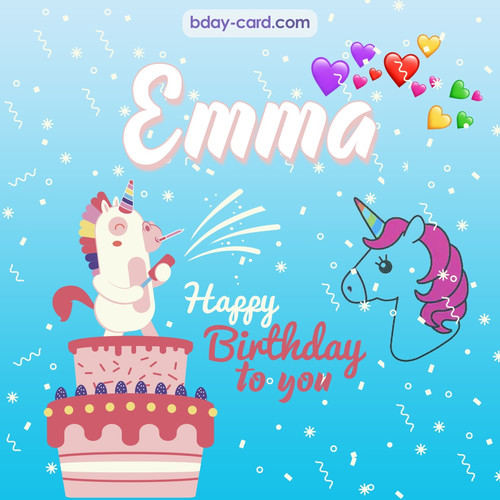 Happy Birthday pics for Emma with Unicorn