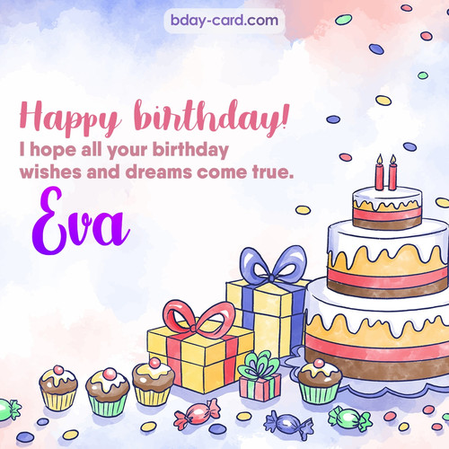 Greeting photos for Eva with cake