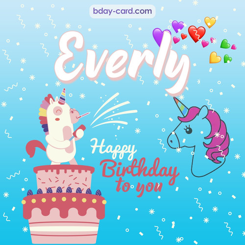 Happy Birthday pics for Everly with Unicorn
