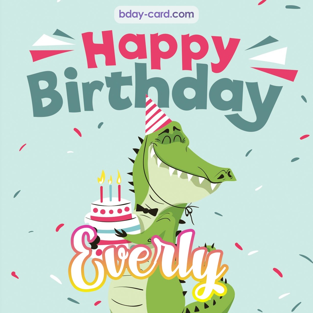 Happy Birthday images for Everly with crocodile
