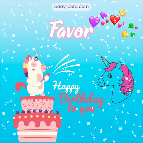 Happy Birthday pics for Favor with Unicorn