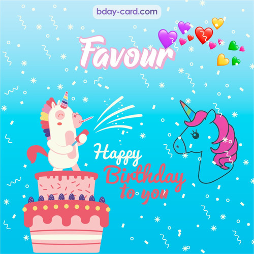 Happy Birthday pics for Favour with Unicorn