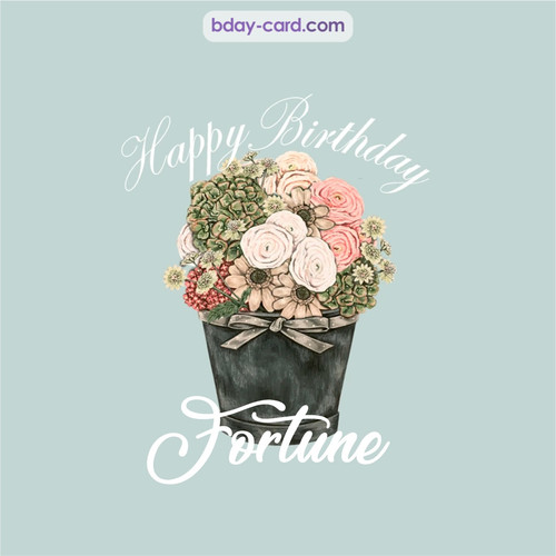Birthday pics for Fortune with Bucket of flowers