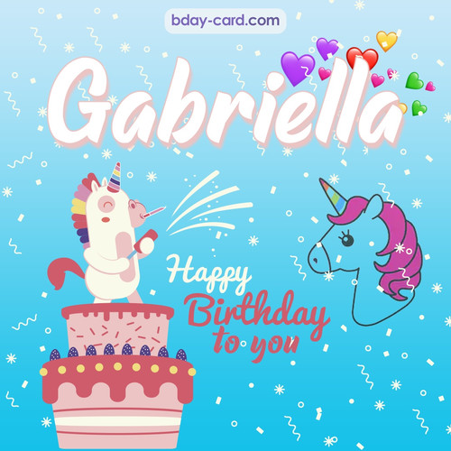 Happy Birthday pics for Gabriella with Unicorn