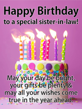 Bright amp festive happy birthday card for sister in law ...