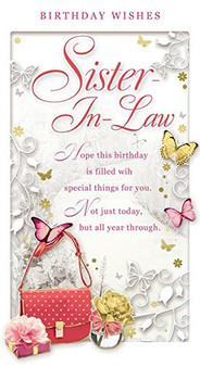 Sister in law birthday card happy birthday bag roses