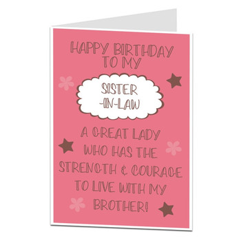 Funny sister in law birthday cards card design ideas