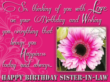 Wishing happy birthday to sweet sister in law greetings