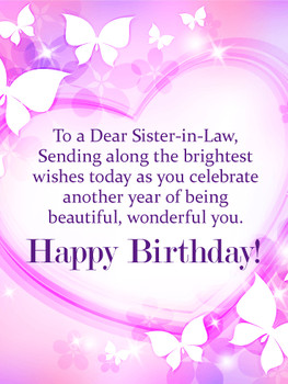 To my wonderful sister in law happy birthday card birthday