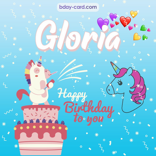 Happy Birthday pics for Gloria with Unicorn
