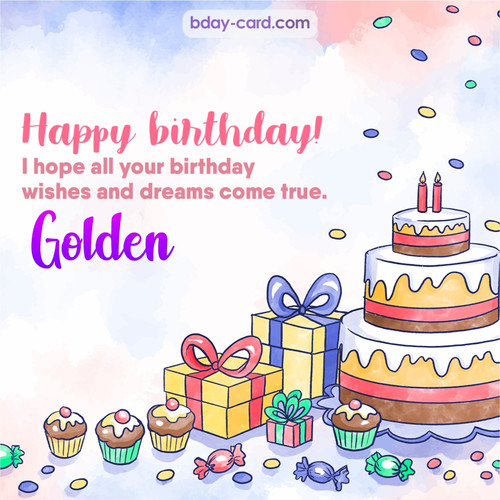 Greeting photos for Golden with cake