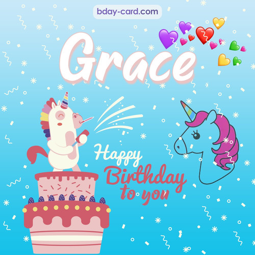 Happy Birthday pics for Grace with Unicorn